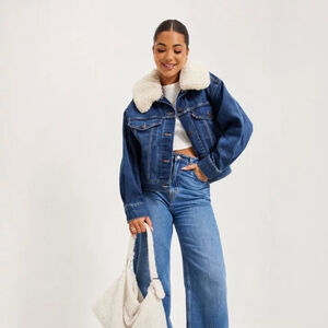 Levi's Blue Denim Jacket with Cream Sherpa Collar